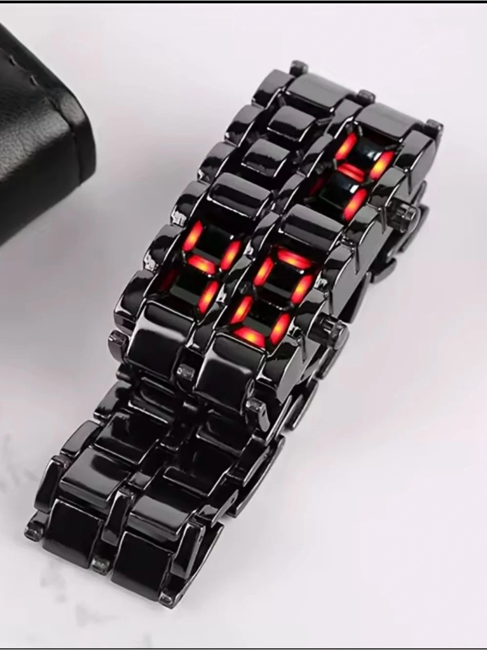 Gosasa Iron Samurai Faceless LED Lava Digital Bracelet Watch - Black & Red NIB